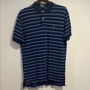 Polo by Ralph Lauren Men's Blue and White Striped Polo